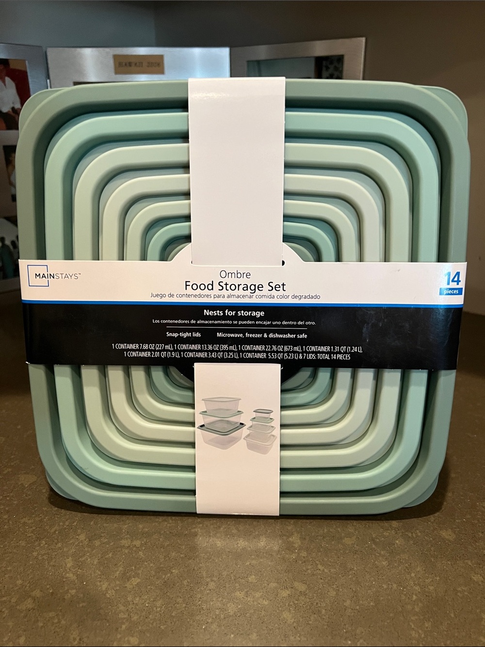 Mainstays Ombre Mint Nesting Food Storage Set - Green Shades